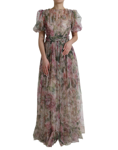 DOLCE & GABBANA MULTICOLOR FLORAL PRINT A-LINE GOWN DRESS