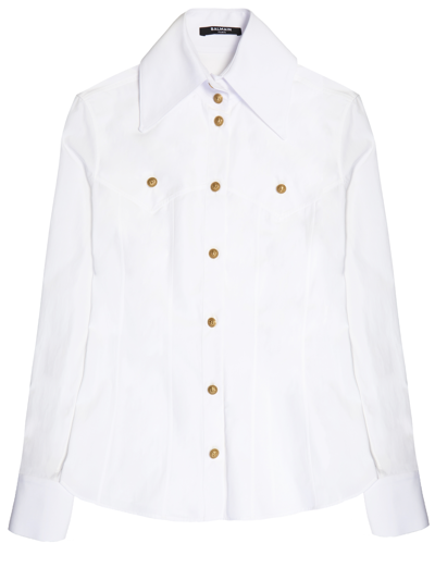 Balmain Western Shirt In White