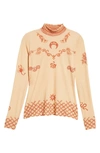 Marine Serre Henna Print Long Sleeved Second Skin Top In Pink