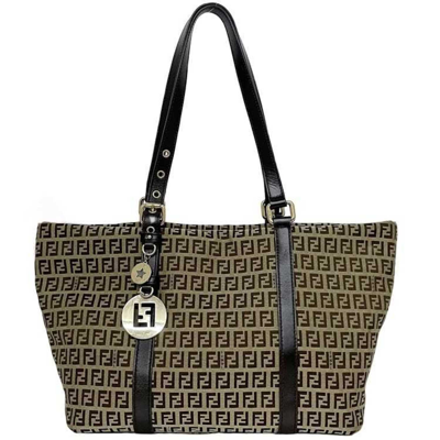 Fendi Zucchino Camel Canvas Tote Bag ()