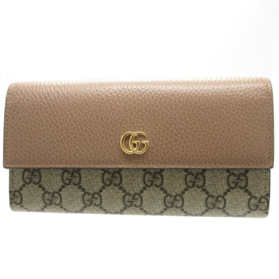 Gucci Gg Marmont Beige Leather Wallet  ()