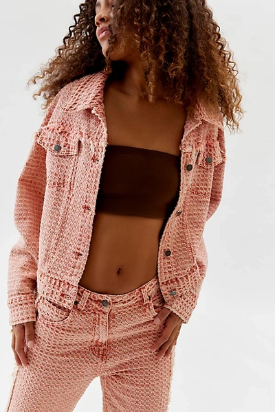 Honor The Gift Novelty Denim Jacket In Light Red, Women's At Urban Outfitters