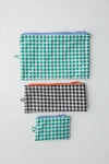 Baggu Flat Pouch Set In Green Gingham At Urban Outfitters