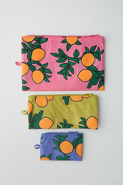 Baggu Flat Pouch Set In Orange Trees At Urban Outfitters In Orange Trees