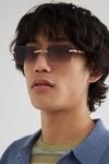 URBAN OUTFITTERS DREW RIMLESS HEX SUNGLASSES IN BROWN, MEN'S AT URBAN OUTFITTERS