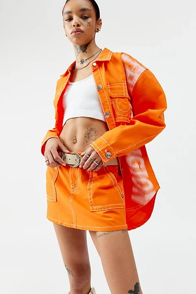True Religion Sadie Cargo Micro Mini Skirt In Orange, Women's At Urban Outfitters