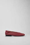 CAMPER CASI MYRA LEATHER BALLERINA FLAT IN RED, WOMEN'S AT URBAN OUTFITTERS