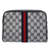GUCCI GUCCI SHERRY NAVY CANVAS CLUTCH BAG (PRE-OWNED)