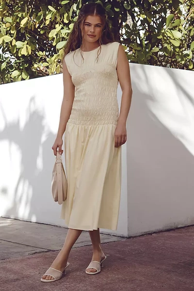 knee length dresses for ladies Mare Mare x Anthropologie Sleeveless Smocked Midi Dress 2X / White