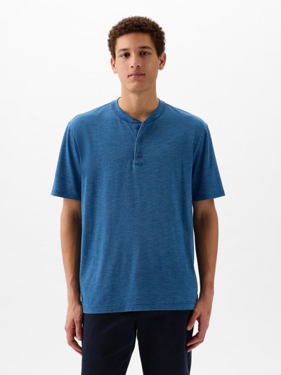 Gap Henley T-shirt In Medium Indigo