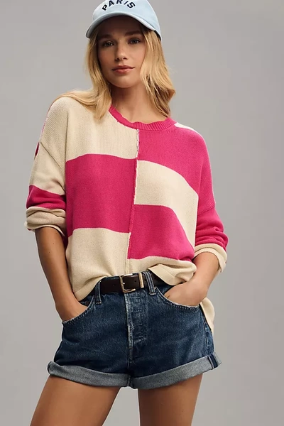 Floor Pop Stripe Pullover Sweater In Pink