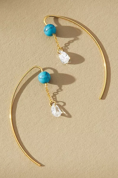 By Anthropologie Mixed Stone Threaded Earrings In Blue