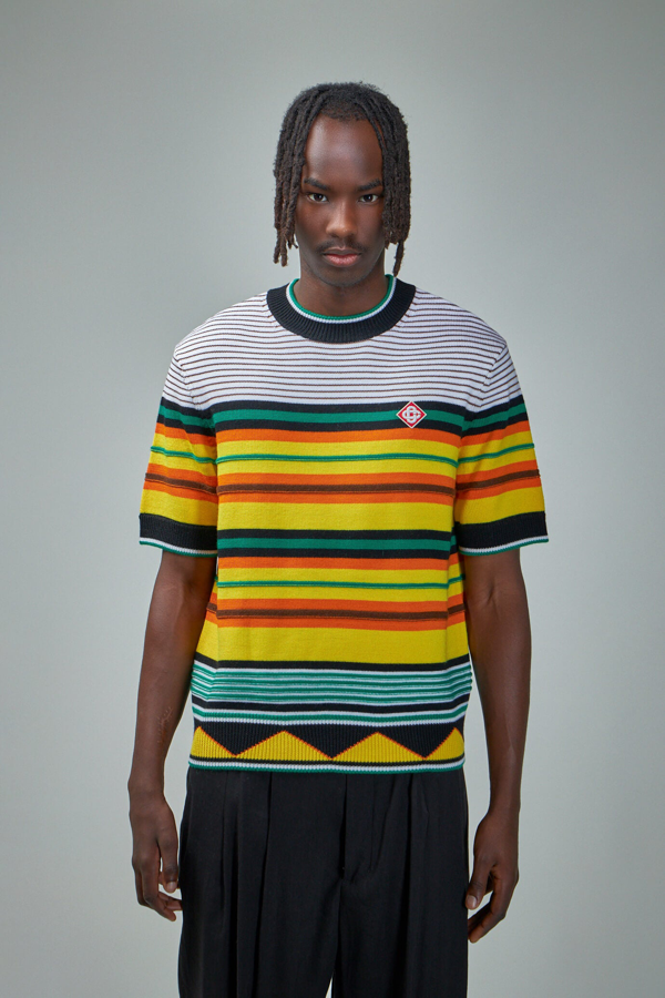 Striped Wool Knit T-shirt