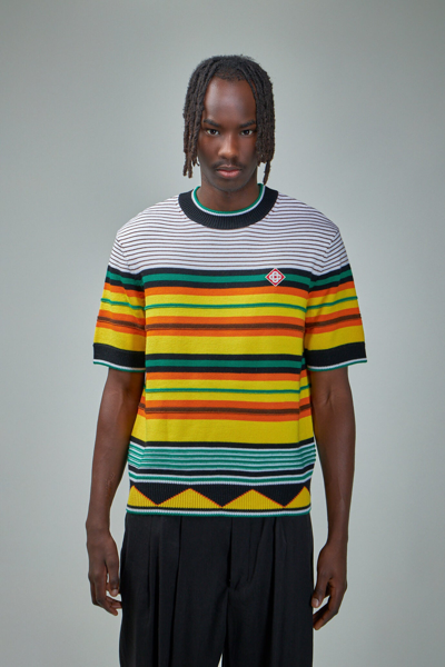 Casablanca Striped Wool Knit T-shirt In Multicolor