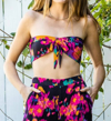 En Creme Zadie Tie Front Tube Top In Black Multi In Multi