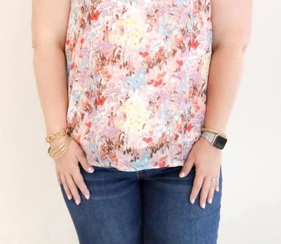 Hailey & Co Yoryo Chiffon Floral Top In Pink