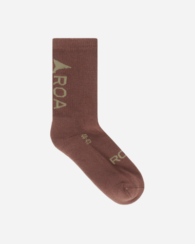 Roa Logo Socks Brown In Beige
