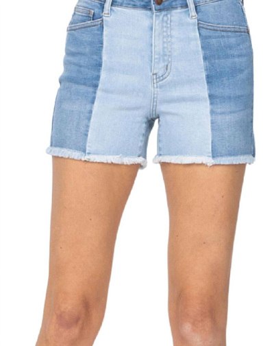 Judy Blue Contrast Panel Shorts In Blue