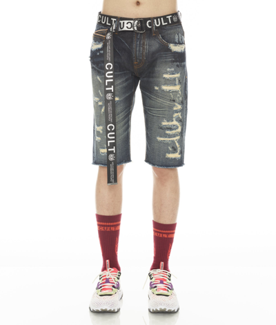 Cult Of Individuality-men Rocker Short Japanese Selvage Ridged W/ Belt In Tarvick In Blue