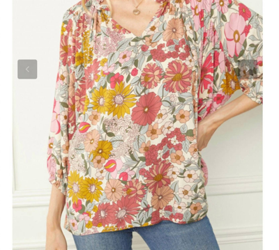 Entro Fall Floral Top In Multi