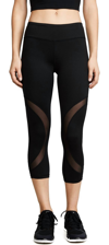 PHAT BUDDHA WOMEN RAO MESH PANELS ACTIVEWEAR LEGGINGS IN CAVIAR