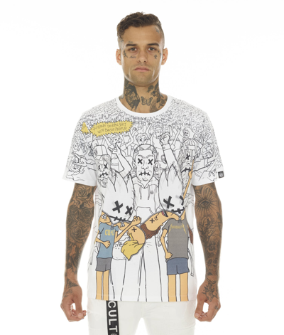 Cult Of Individuality-men T-shirt Sleeve Crew Neck Tee "rage" In White
