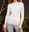 MYSTREE LETTUCE HEM MOCK NECK PULLOVER IN HEATHER GREY