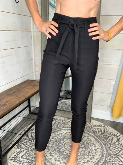 Rokoko Straight Leg Pants With Removable Sash In Black