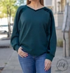 SOUTHERN GRACE MADE FOR YOU V NECK WITH BATWING SLEEVE TOP IN TEAL
