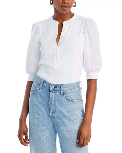 Veronica Beard Coralee Poplin And Ribbed Stretch Pima Cotton-jersey Top In White