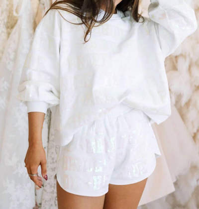 Queen Of Sparkles Bride All Over Shorts In White