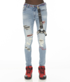 Cult Of Individuality Punk Super Skinny Jeans With Studded Leg Harness In Blue
