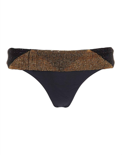 Pq Swim Women Intimate Lingerie Belted Teeny Bikini Panty Underwear In Black Gold