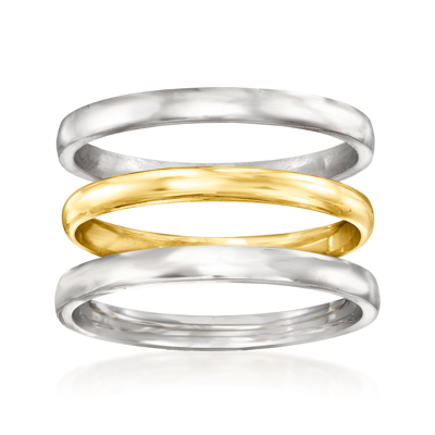 Rs Pure By Ross-simons Sterling Silver And 14kt Yellow Gold Jewelry Set: 3 Rings