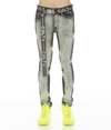 CULT OF INDIVIDUALITY PUNK SUPER SKINNY STRETCH W/ WHITE BELT IN GLAZED