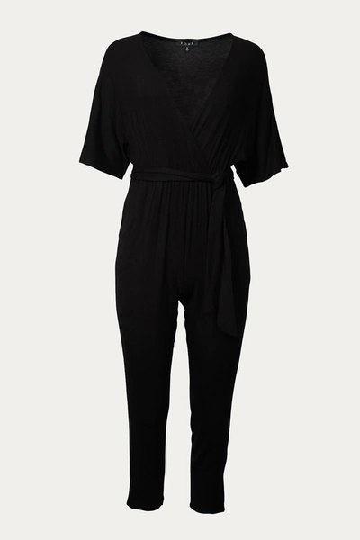 Fore Wrap-effect Belted Stretch-jersey Jumpsuit In Black