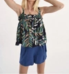 MOLLY BRACKEN PRINTED RUCHED TOP IN MULTI
