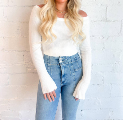 Cotton Candy Mystic Cozy Sweater Top In White