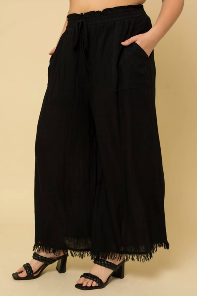 Gilli Fringe Hem Wide Leg Pants In Black