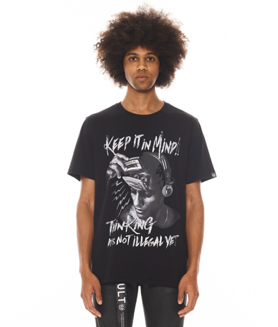 Cult Of Individuality-men Short Sleeve Crew Neck Tee "keep It In Mind" In Black