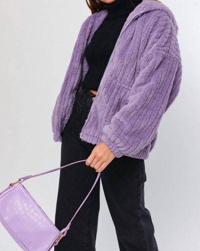Le Lis Fleece Hoodie Jacket In Purple