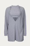 Esley Collection Cropped Tank And Pullover Two-piece Set In Light Grey In Grey