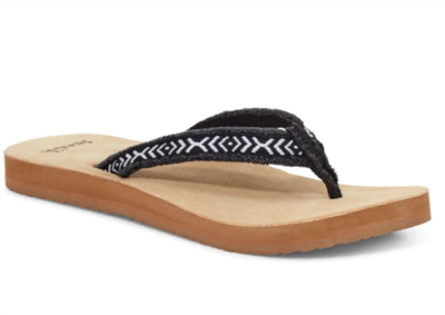 Sanuk Fraidy Tribal Flip Flop In Black/white In Multi
