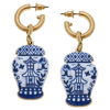 Canvas Style Aubree Enamel Pagoda Ginger Jar Earrings In Blue