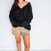 Jade By Jane Hot 'n Cold Thermal Cardigan In Black In Black