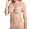 Leading Lady Brigitte Lace Wirefree Padded Comfort Bra In Warm Taupe/cafe Creme Trim In Multi