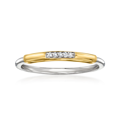 Rs Pure By Ross-simons Diamond-accented Ring In Sterling Silver And 14kt Yellow Gold