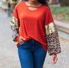 Southern Grace About Last Night Cut Out Top With Balloon Long Sleeve Top In Burnt Orange In Yellow