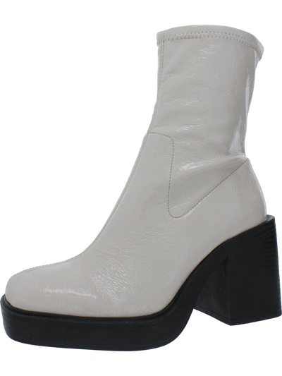 Kenneth Cole New York Amber Womens Pull-on Chunky Ankle Boots In White