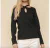 HEM & THREAD CUT OUT NECK SWEATER IN BLACK